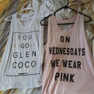 Two mean girl muscle tanks